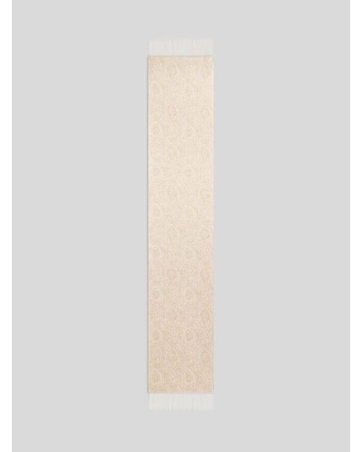 Etro White Wool And Cashmere Jacquard Scarf With Arnica Motif for men