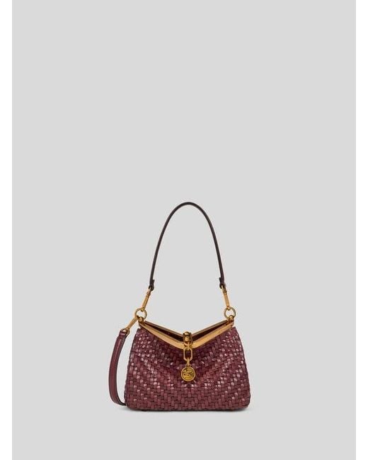 Etro Purple Small Woven Leather Vela Bag