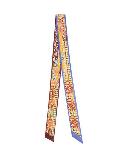 Etro White Schmaler Schal Aus Bedruckter Seide, Damen