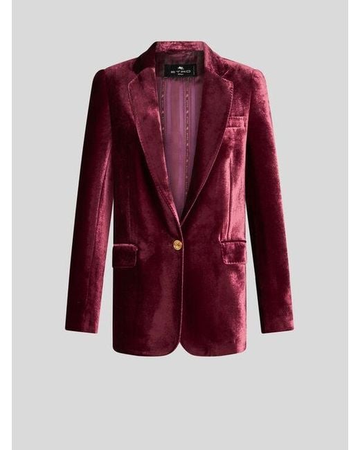 Etro Red Viscose-Silk Chic Outerwear Jacket