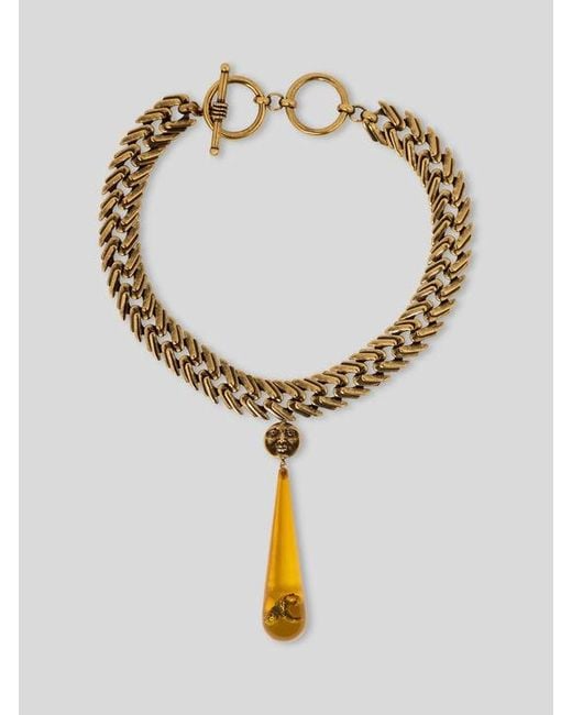 Etro Metallic Droplet And Paisley Bee Necklace