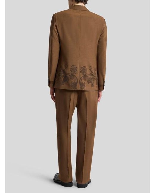 Etro Brown Single-Breasted Jacket With Placed Motif for men