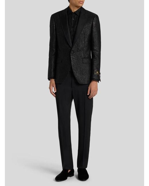 Etro Black Single-Breasted Wavy Blazer for men