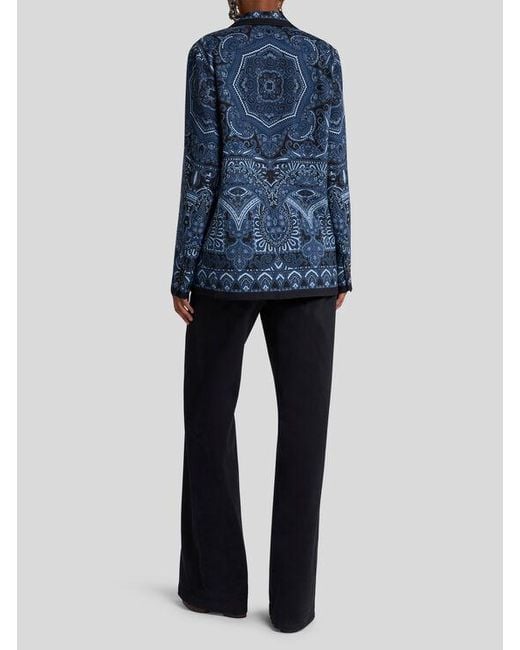Etro Blue Reversible Jacket With Silk Scarf Motif