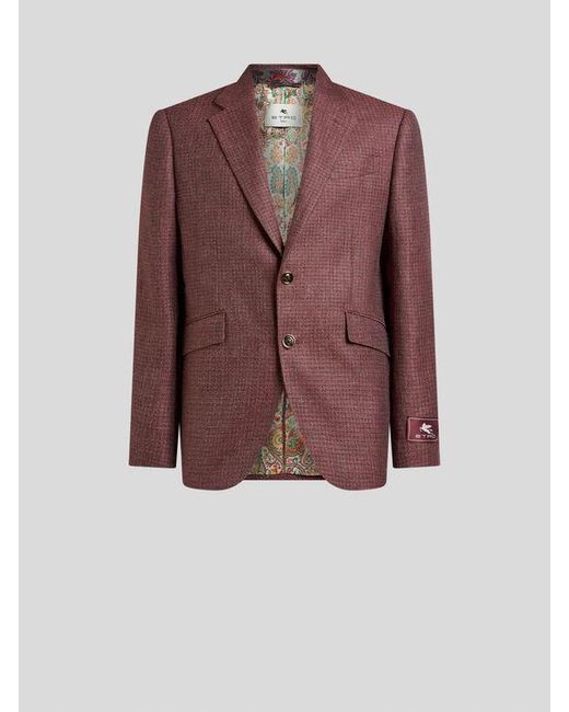 Etro Brown Single-Breasted Wool Mouliné Jacket for men