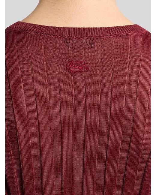 Etro Red Ribbed Sweater