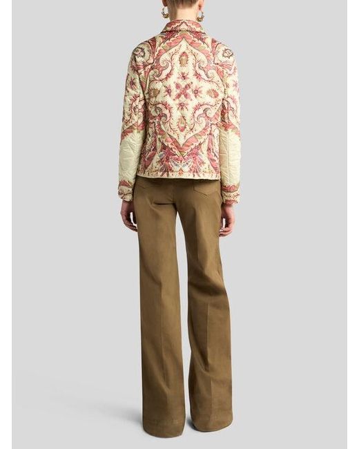 Etro Natural Padded Jacket With Foliage Print
