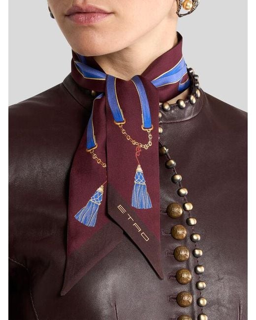 Etro Purple Silk Paisleyina With Charm Motif