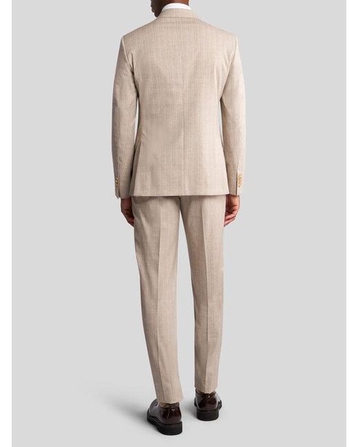 Etro White Striped Wool And Cotton Suit for men