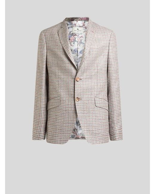 Etro White Single-Breasted Jacket for men