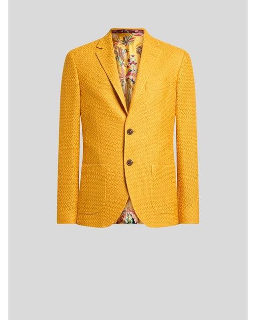 Etro Yellow Cotton Jersey Blazer for men