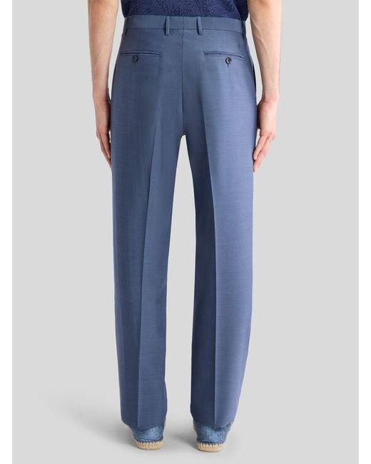 Etro Blue Tailored Wool Trousers for men
