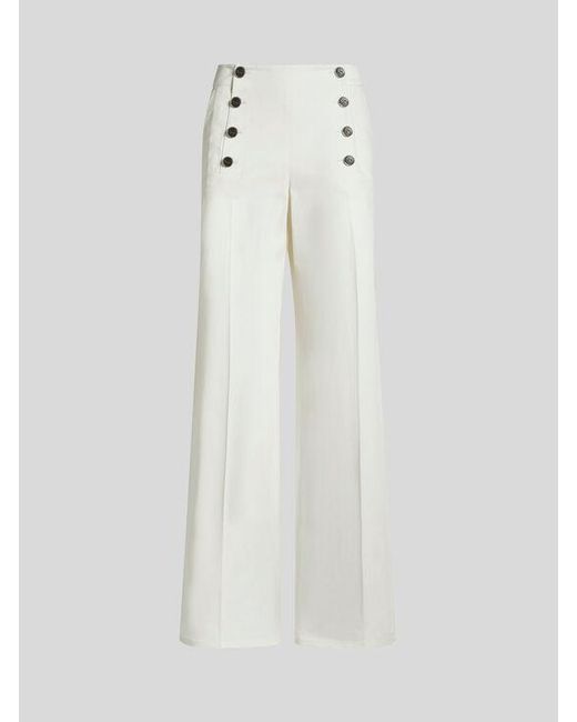 Pantalon Avec Boutons Pegaso, Femme, Taille Etro en coloris White