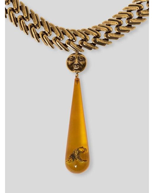 Etro Metallic Droplet And Paisley Bee Necklace