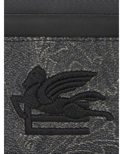 Etro White Arnica Card Holder With Pegaso Detail for men