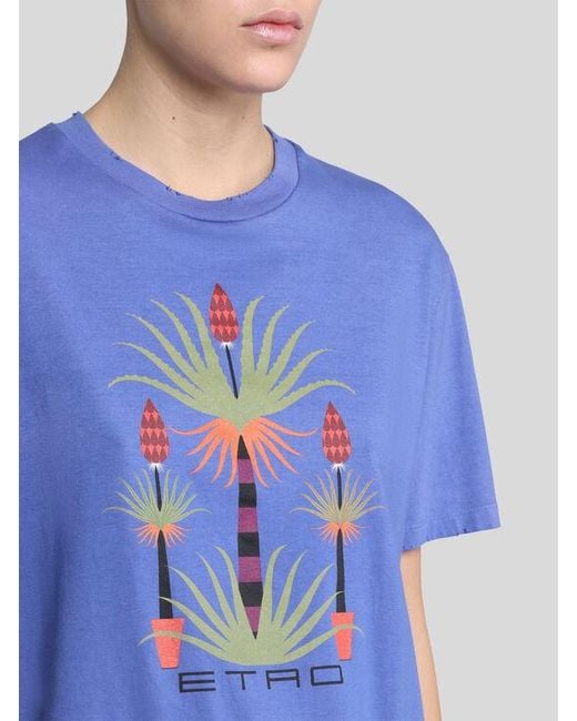 T-Shirt Imprimé X Agostino Iacurci, Femme, Taille Etro en coloris Blue