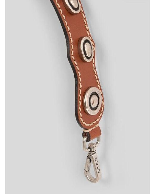 Etro White Leather Bag Handle With Studs