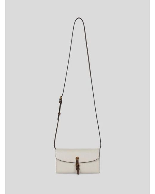 Etro White Two-Tone Leather Pony Wallet With Shoulder Strap