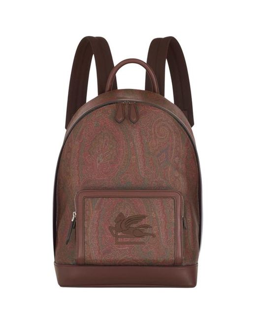 Etro Brown Arnica Backpack With Pegaso Detail for men