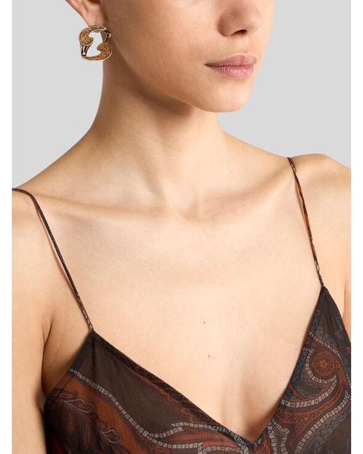Etro Multicolor Dual-Finish Paisley Earrings
