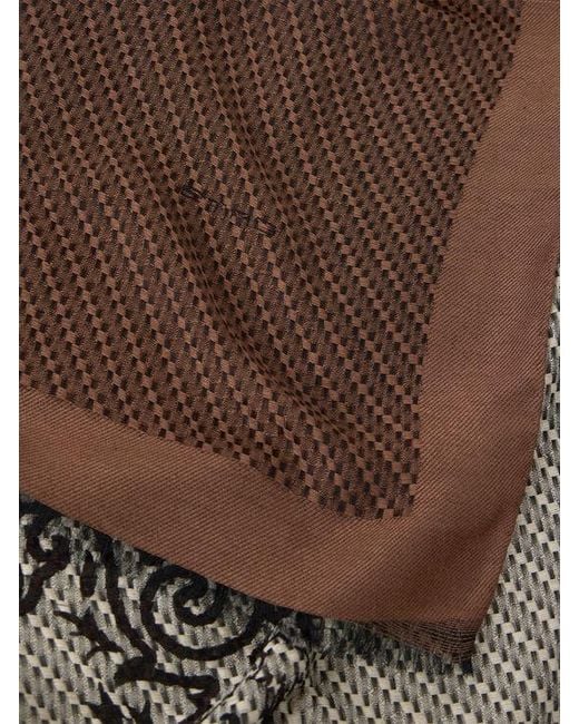 Etro Brown Jacquard Scarf With Placed Paisley Motif for men
