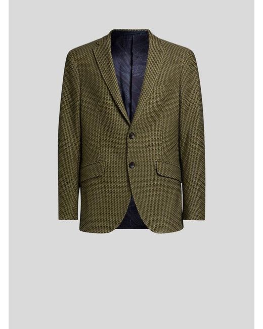 Etro Green Worked Weave Jersey Jacket for men