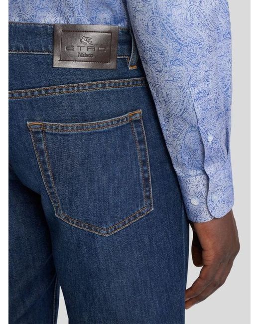 Etro Blue Slim-Fit Cotton-Blend Denim Jeans for men