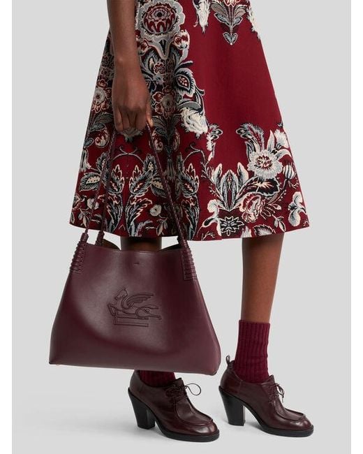 Etro Purple Shoppingtasche Libra Mittelgross Aus Leder, Damen