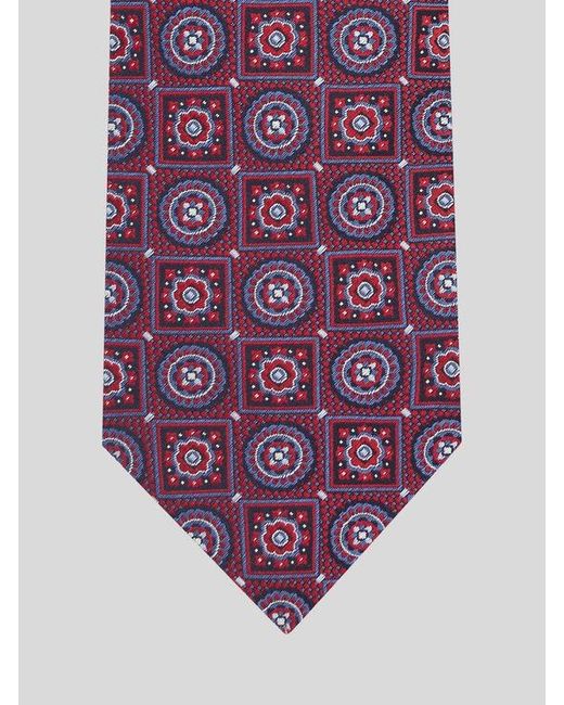 Etro Purple Silk Jacquard Tie With Patchwork Design for men
