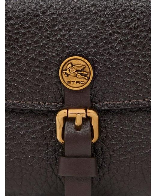 Etro White Small Tumbled Leather Pony Wallet