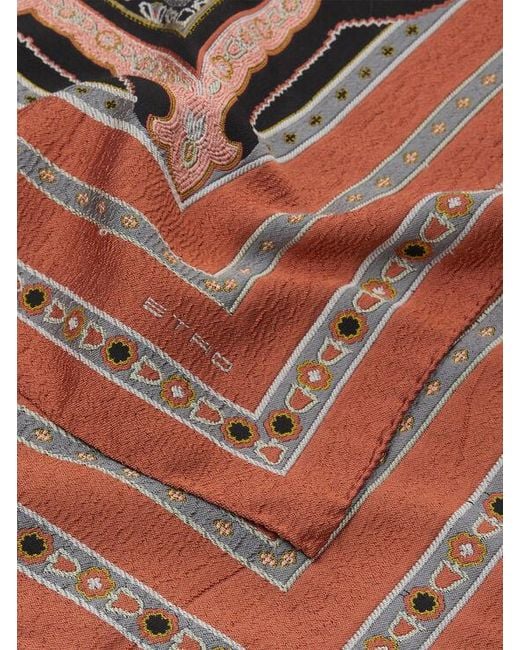 Etro Brown Silk-Blend Fil Coupé Scarf