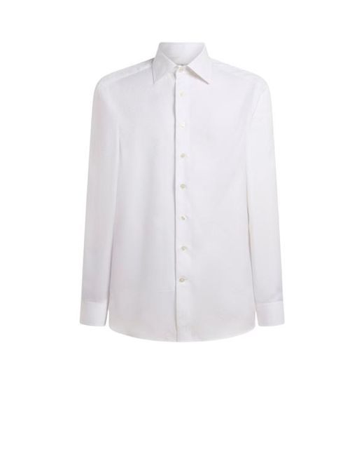 Etro White Cotton Jacquard Shirt With Medallion Motif for men