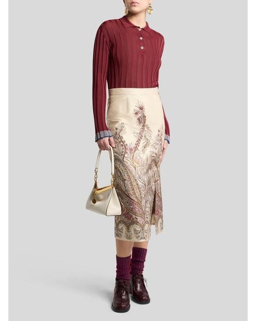 Polo Côtelé Avec Boutons Pegaso, Femme, Taille Etro en coloris Red