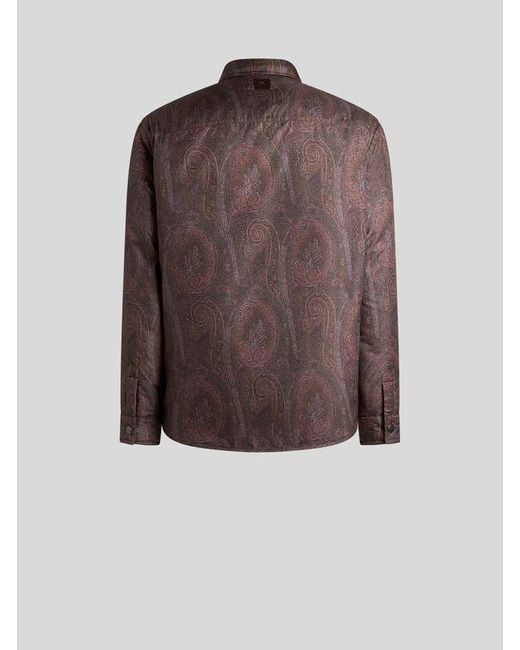 Etro Brown Paisley Overshirt for men