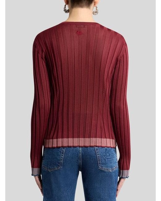 Etro Red Ribbed Sweater
