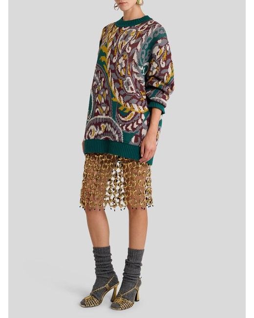 Etro White Skirt With See-Through Metal Paisley Details