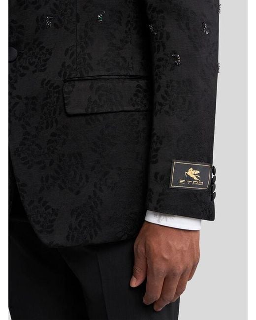 Etro Black Linen-Blend Evening Jacket for men