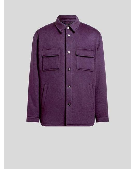 Etro Purple Cashmere Overshirt for men