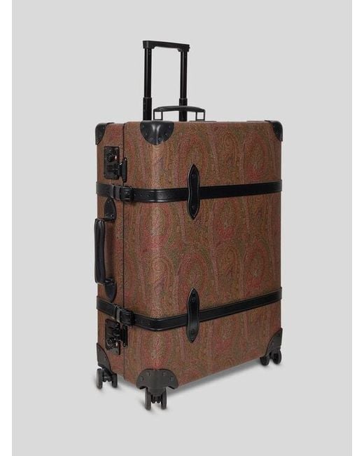 Etro Brown X Globe-Trotter Arnica And Leather Check-In Case With Buckles for men