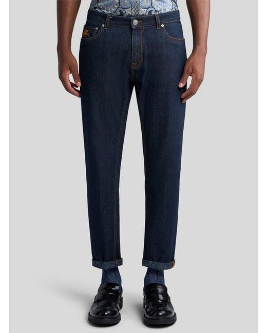 Etro Blue Five-Pocket Jeans for men