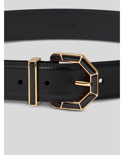Cintura Con Fibbia Geometrica di Etro in Black