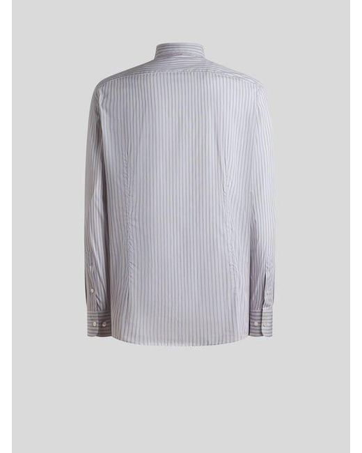 Etro Gray Striped Cotton Shirt for men