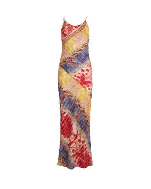 Etro White Printed Fil Coupe Dress With Fringe Detail