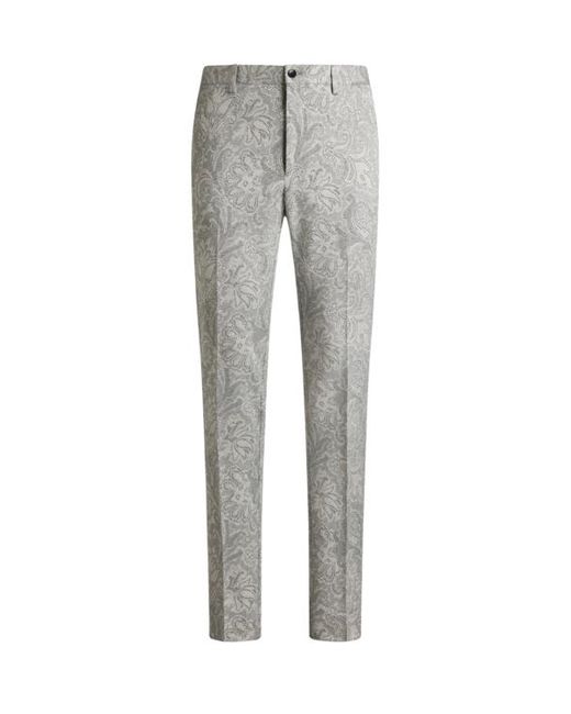 Etro Gray Cotton Jacquard Trousers for men