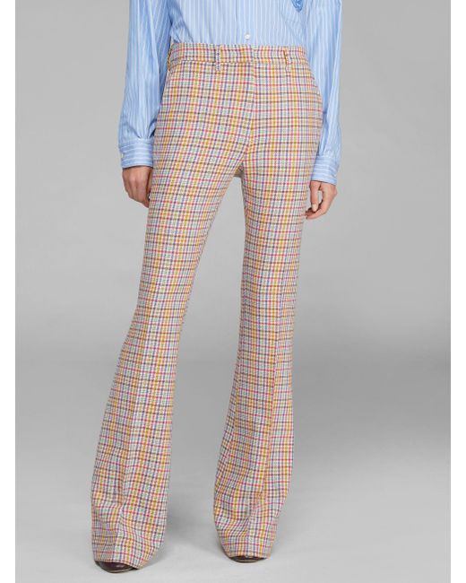 GANNI Check Flared Trousers | Harrods US
