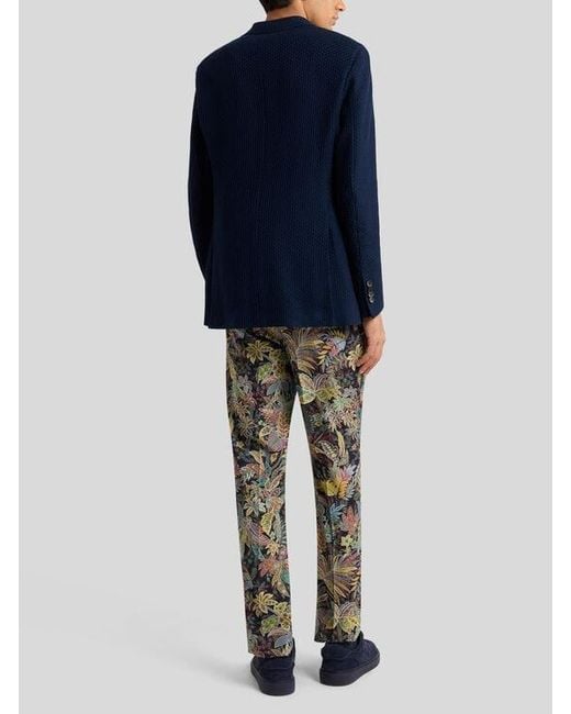 Etro Blue Worked Weave Jersey Jacket for men