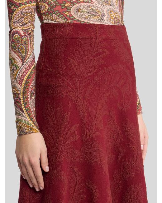 Gonna Midi Con Paisley Floreale Jacquard, Donna, Taglia di Etro in Red