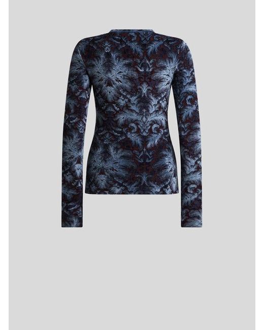 Etro Blue Chenille Jacquard Top