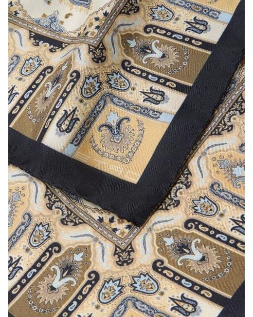 Etro Metallic Silk Twill Scarf With Paisley Motif