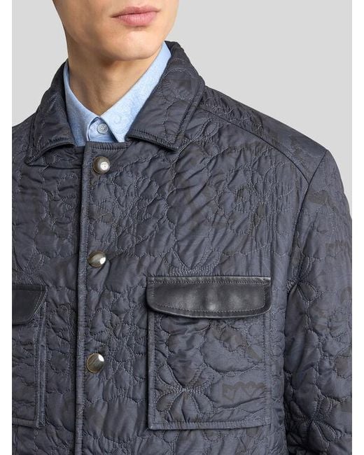 Etro Blue Quilted Jacket With Pockets for men